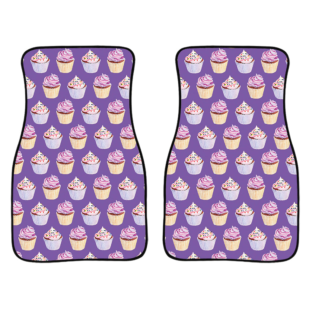 Purple Cupcake Pattern Print Front And Back Car Floor Mats/ Front Car Mat