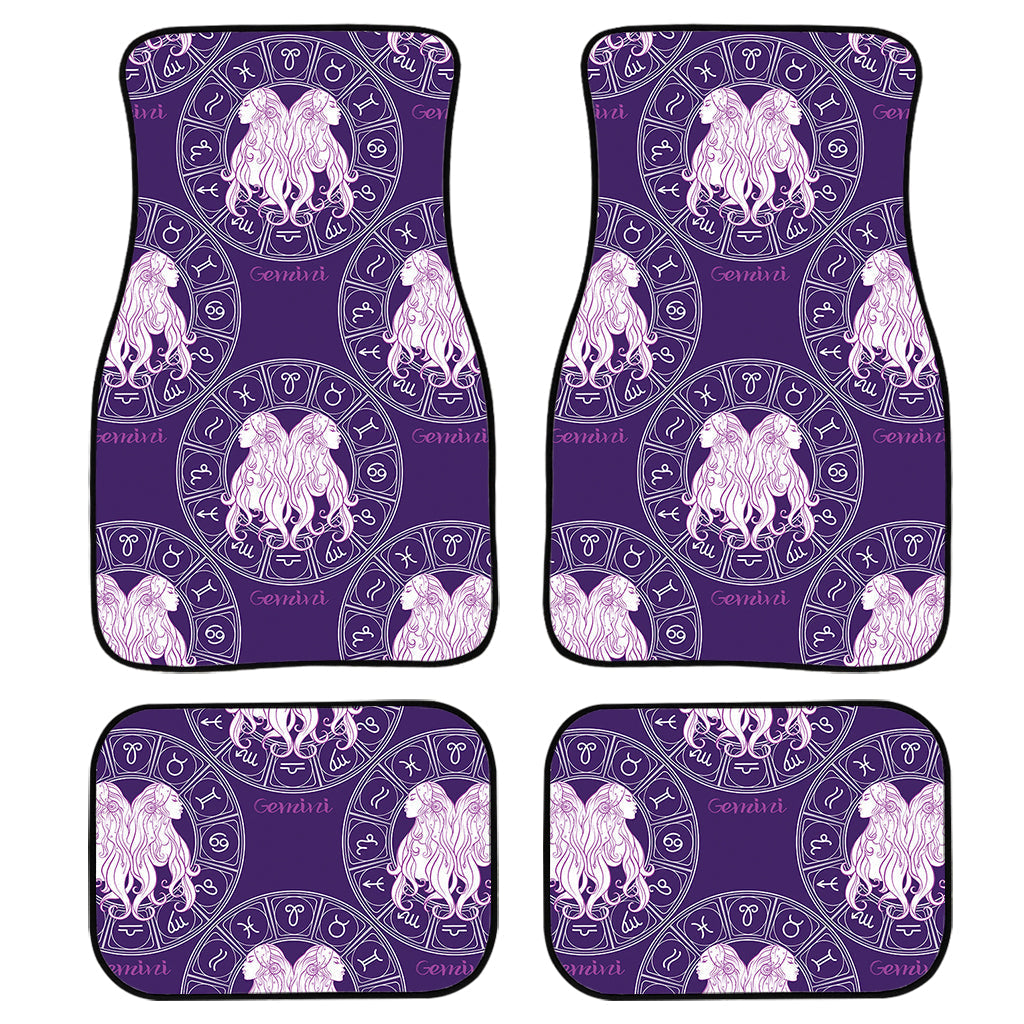 Purple Gemini Zodiac Pattern Print Front And Back Car Floor Mats/ Front Car Mat