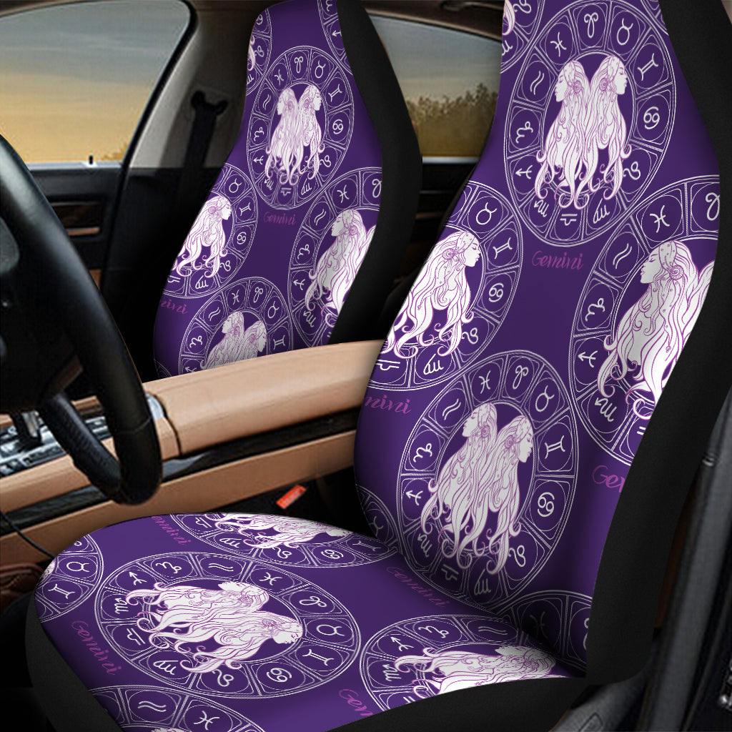 Purple Gemini Zodiac Pattern Print Universal Fit Car Seat Covers