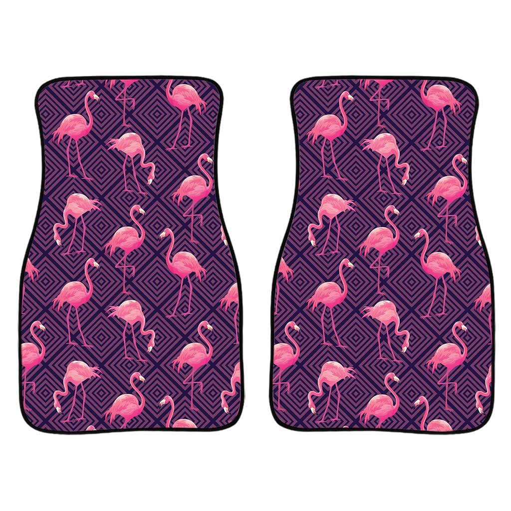 Purple Geometric Flamingo Pattern Print Front And Back Car Floor Mats/ Front Car Mat