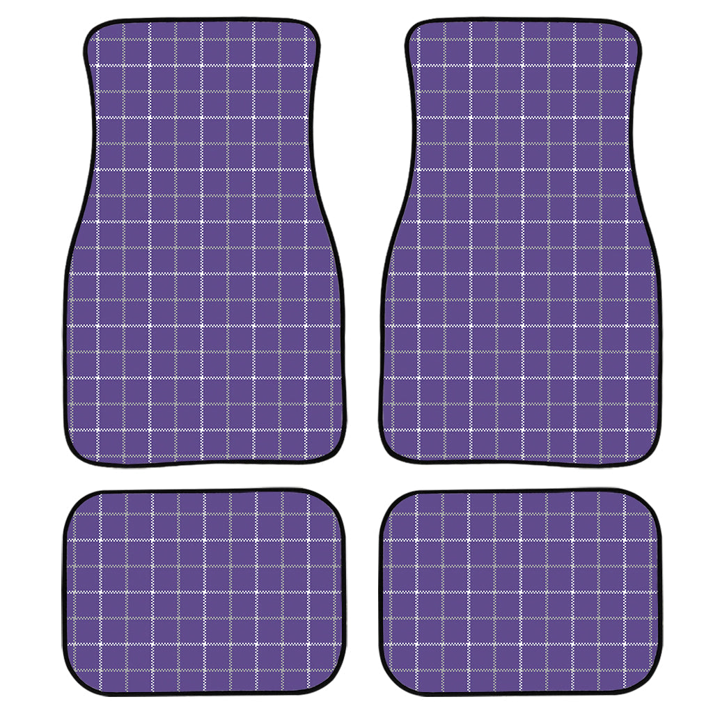 Purple Grey And White Tattersall Print Front And Back Car Floor Mats/ Front Car Mat