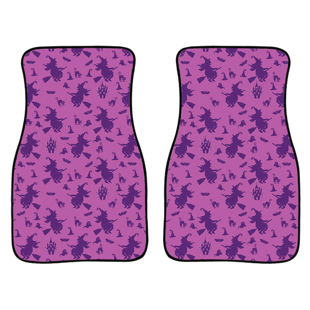 Purple Halloween Witch Pattern Print Front And Back Car Floor Mats/ Front Car Mat