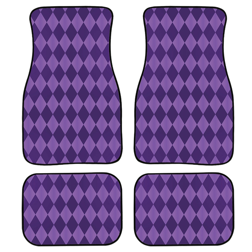 Purple Harlequin Pattern Print Front And Back Car Floor Mats/ Front Car Mat
