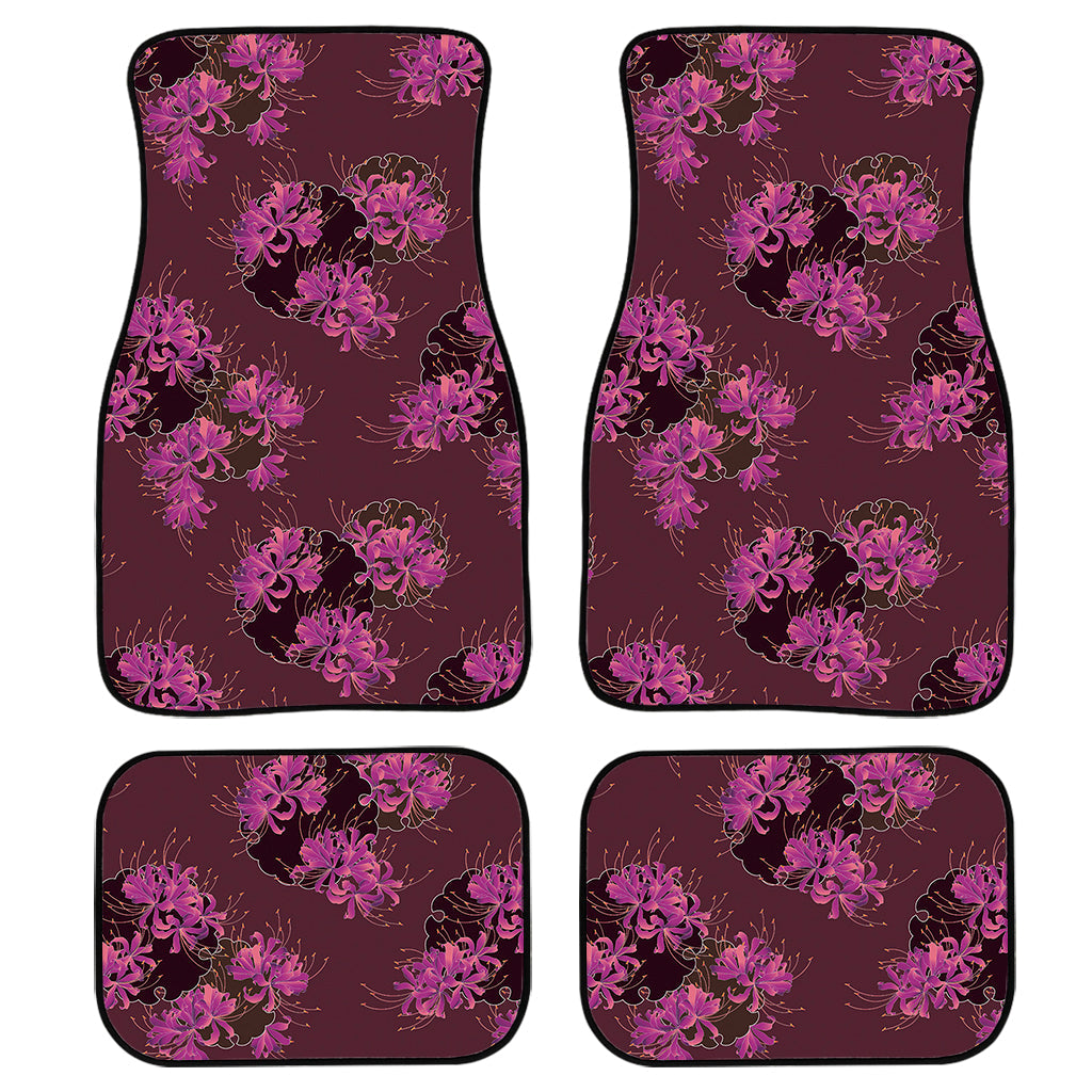 Purple Japanese Amaryllis Pattern Print Front And Back Car Floor Mats/ Front Car Mat