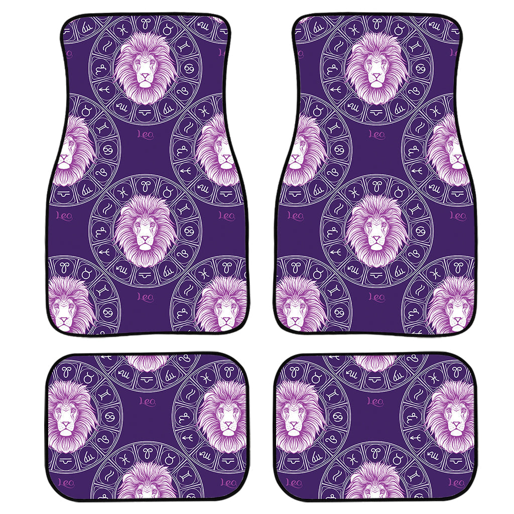 Purple Leo Zodiac Pattern Print Front And Back Car Floor Mats/ Front Car Mat