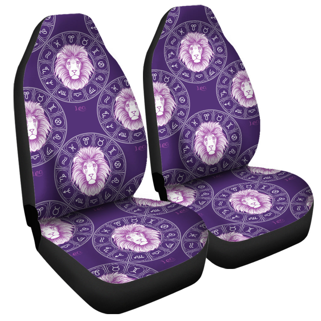 Purple Leo Zodiac Pattern Print Universal Fit Car Seat Covers