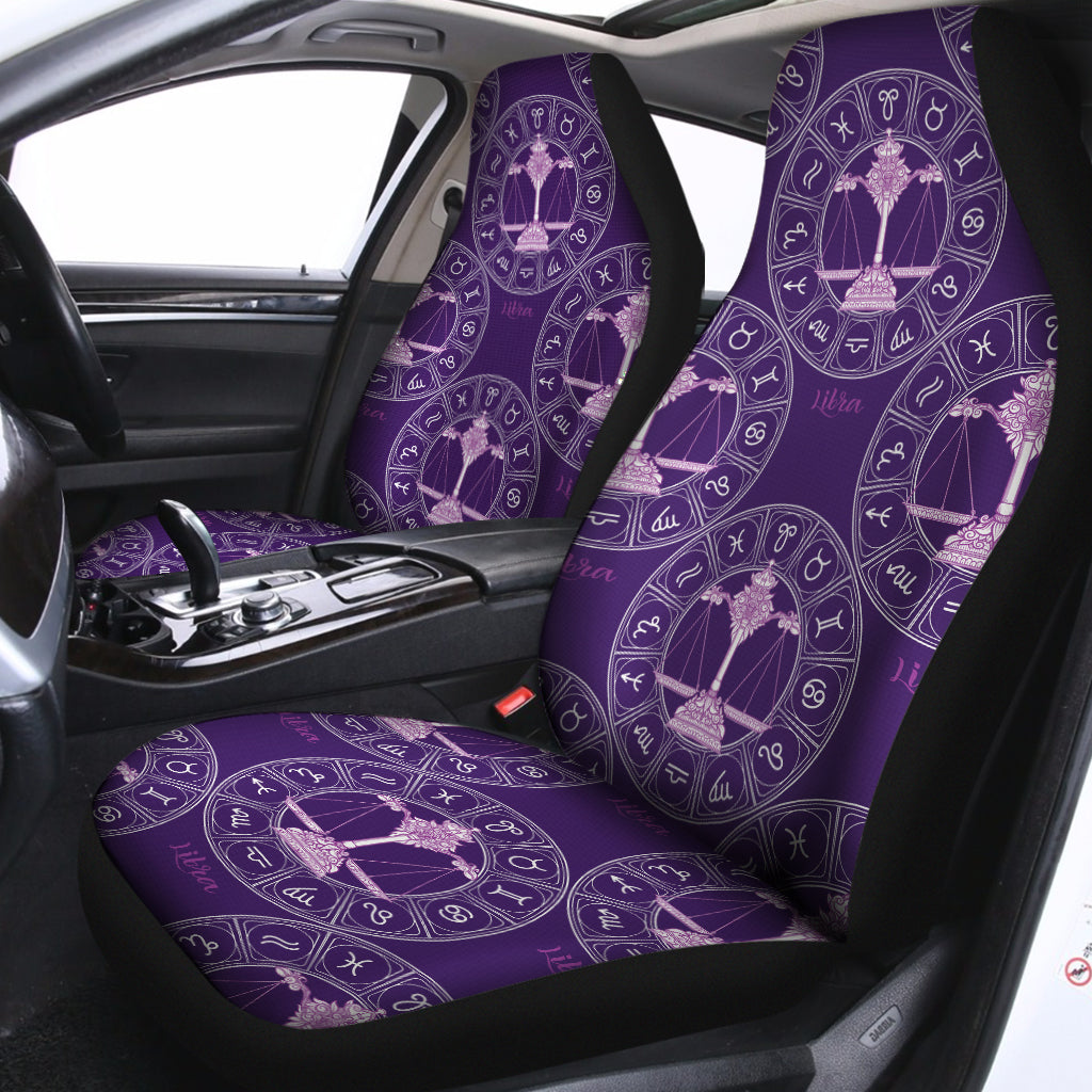 Purple Libra Zodiac Pattern Print Universal Fit Car Seat Covers