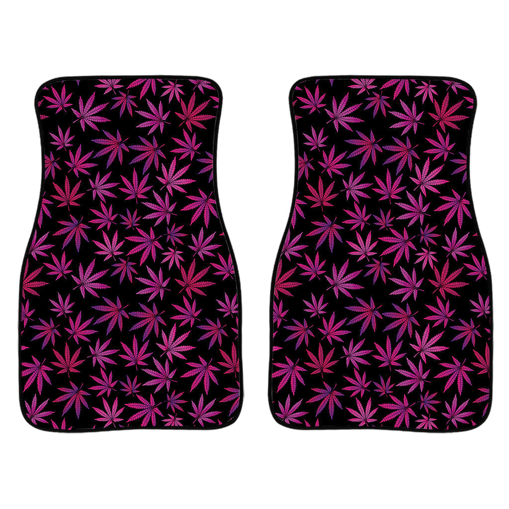 Purple Marijuana Leaf Pattern Print Front And Back Car Floor Mats/ Front Car Mat
