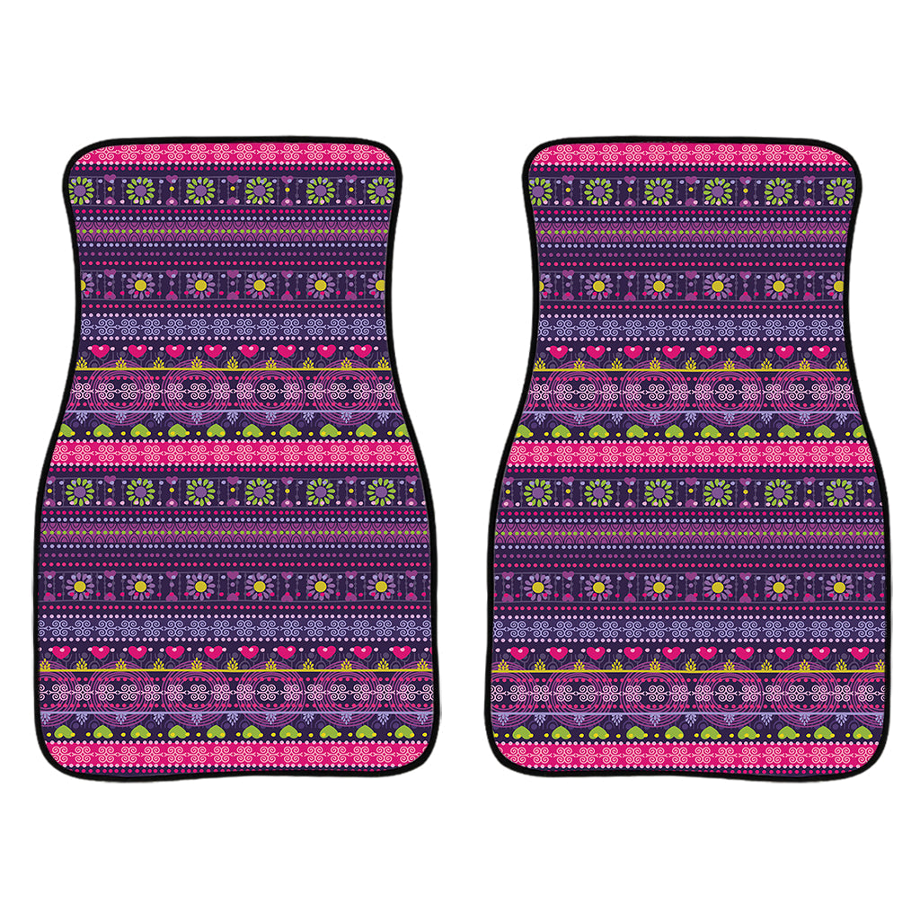 Purple Native Tribal Pattern Print Front And Back Car Floor Mats/ Front Car Mat