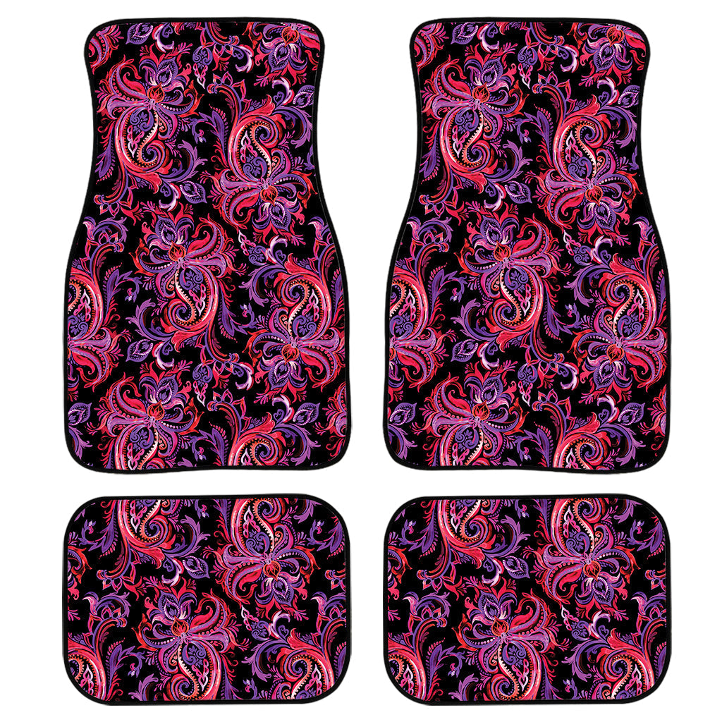 Purple Paisley Pattern Print Front And Back Car Floor Mats/ Front Car Mat