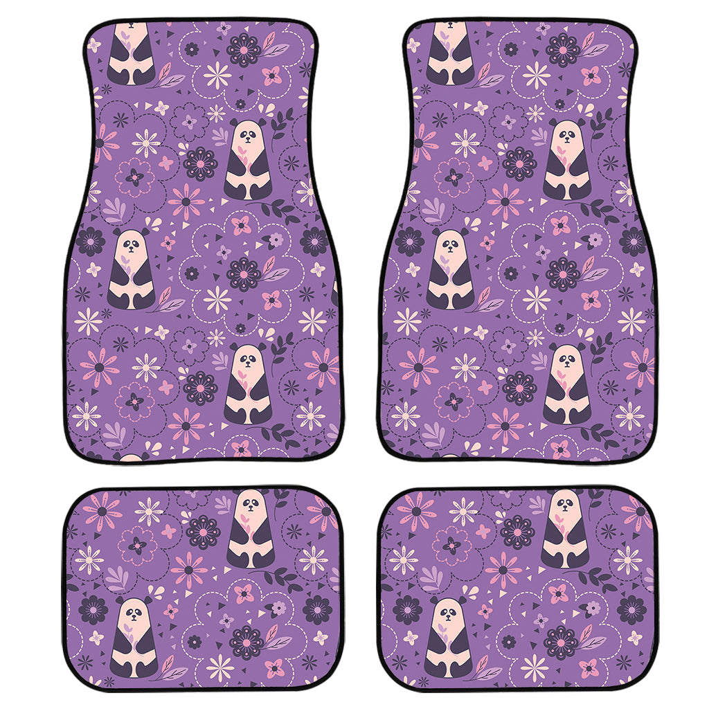 Purple Panda And Flower Pattern Print Front And Back Car Floor Mats/ Front Car Mat