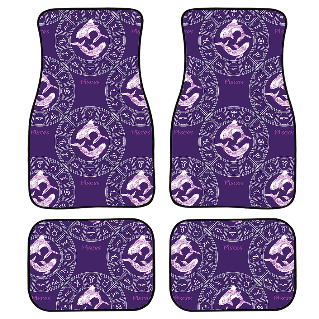 Purple Pisces Zodiac Pattern Print Front And Back Car Floor Mats/ Front Car Mat