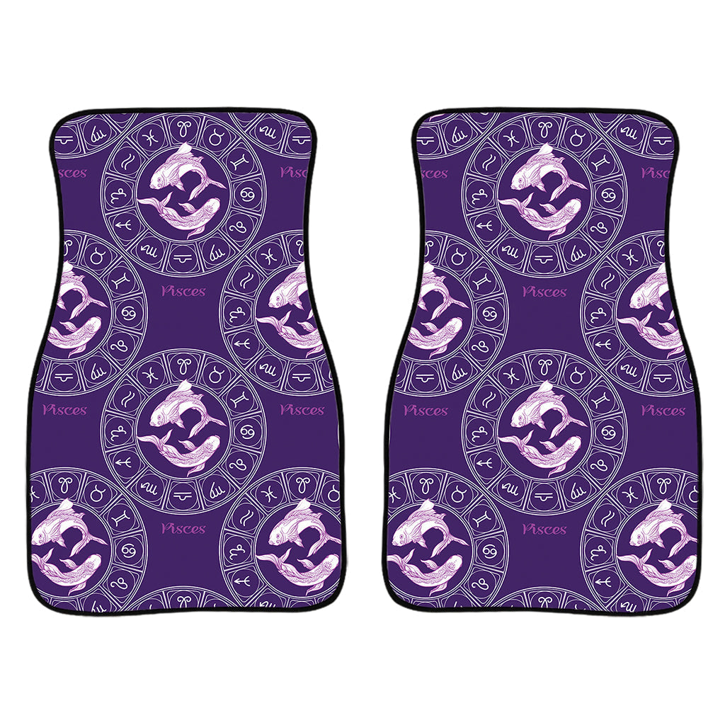 Purple Pisces Zodiac Pattern Print Front And Back Car Floor Mats/ Front Car Mat
