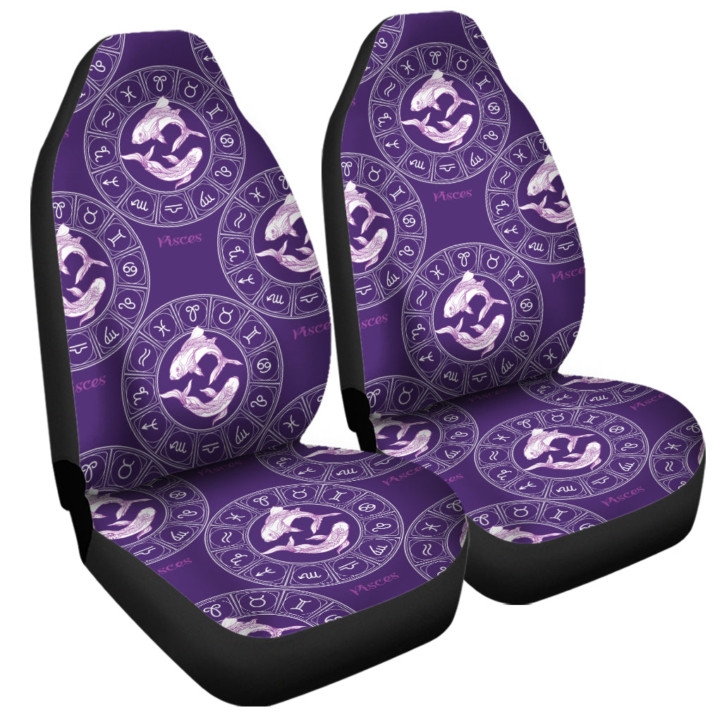 Purple Pisces Zodiac Pattern Print Universal Fit Car Seat Covers