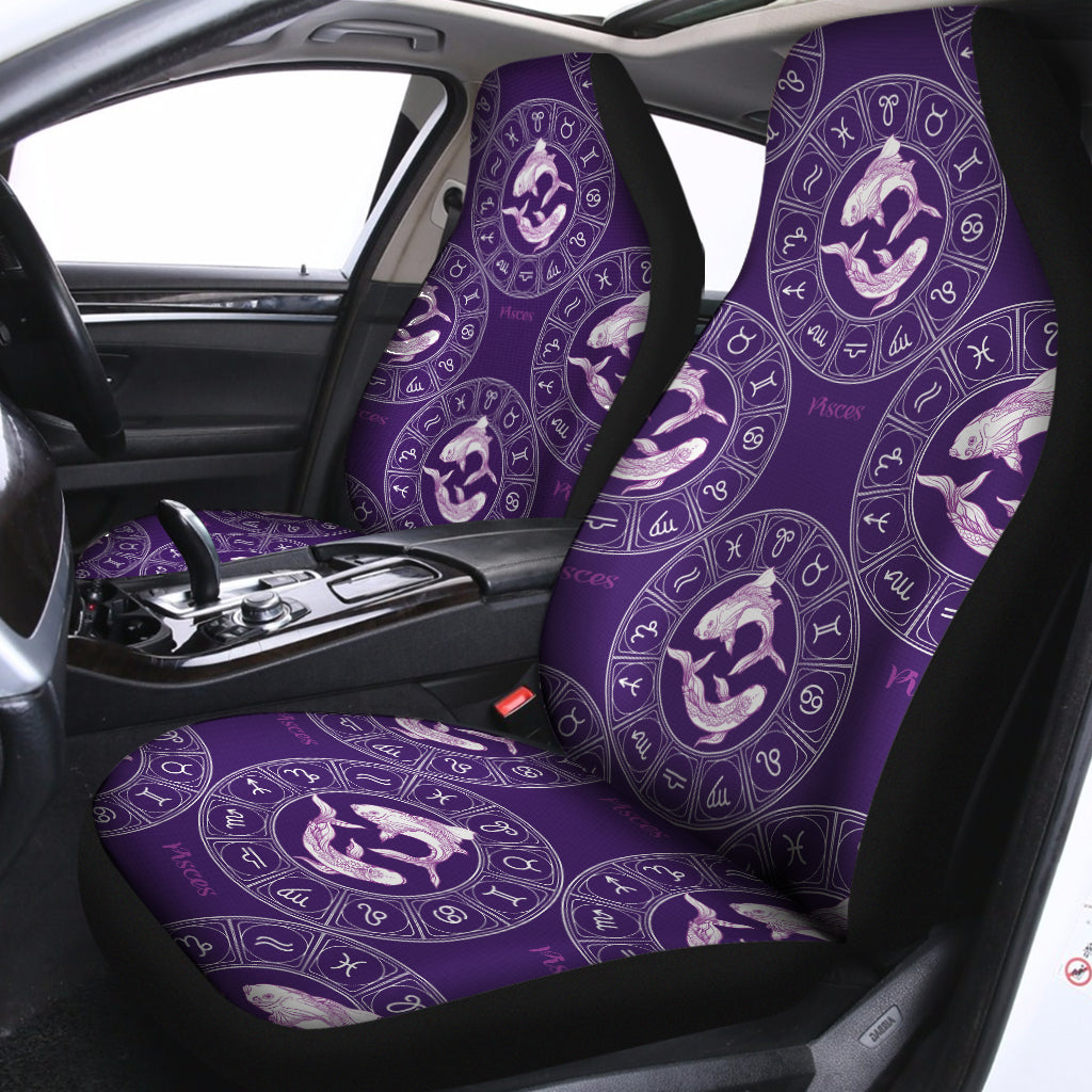 Purple Pisces Zodiac Pattern Print Universal Fit Car Seat Covers