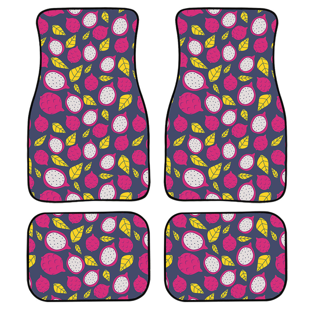 Purple Pitaya Pattern Print Front And Back Car Floor Mats/ Front Car Mat