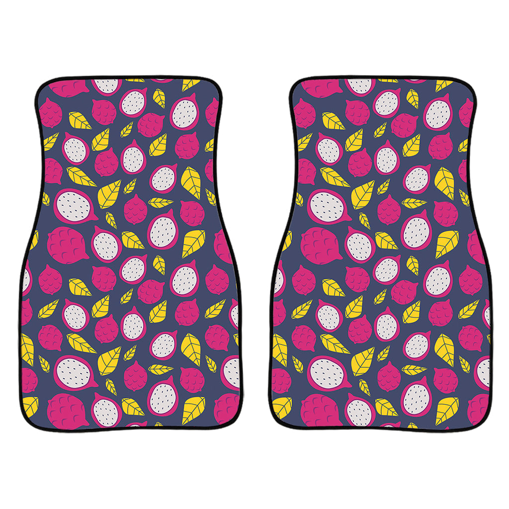 Purple Pitaya Pattern Print Front And Back Car Floor Mats/ Front Car Mat