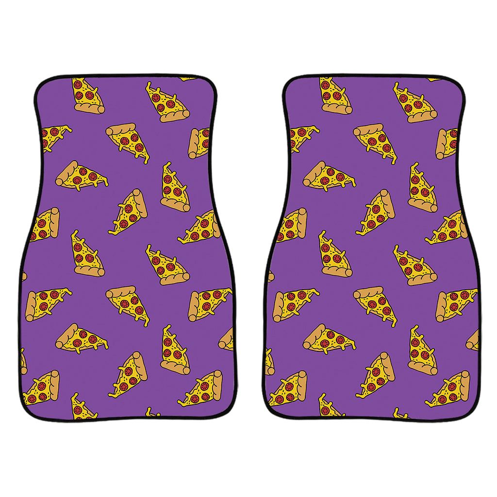Purple Pizza Pattern Print Front And Back Car Floor Mats/ Front Car Mat