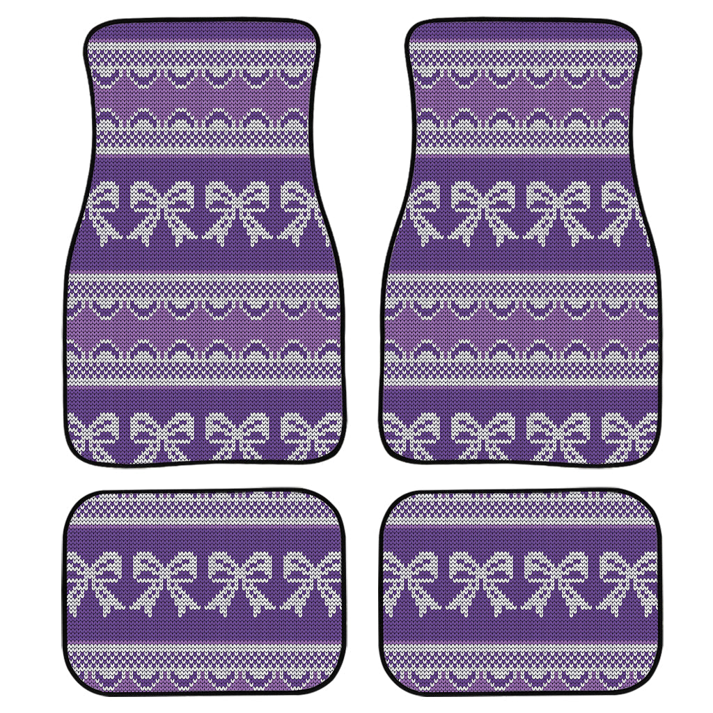 Purple Ribbon Knitted Pattern Print Front And Back Car Floor Mats/ Front Car Mat