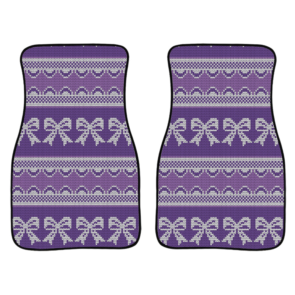 Purple Ribbon Knitted Pattern Print Front And Back Car Floor Mats/ Front Car Mat