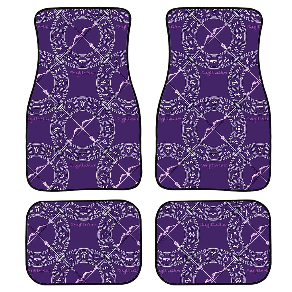 Purple Sagittarius Zodiac Pattern Print Front And Back Car Floor Mats/ Front Car Mat
