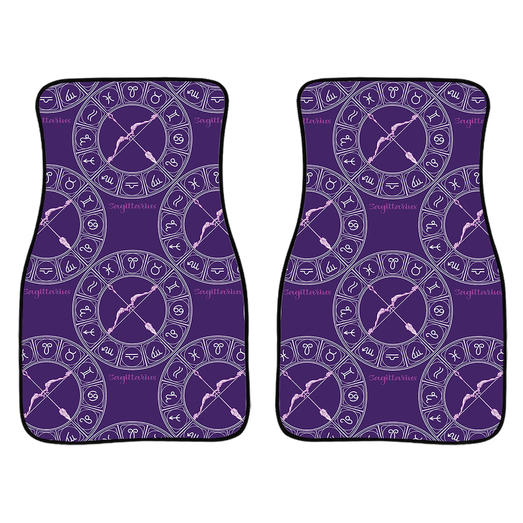 Purple Sagittarius Zodiac Pattern Print Front And Back Car Floor Mats/ Front Car Mat