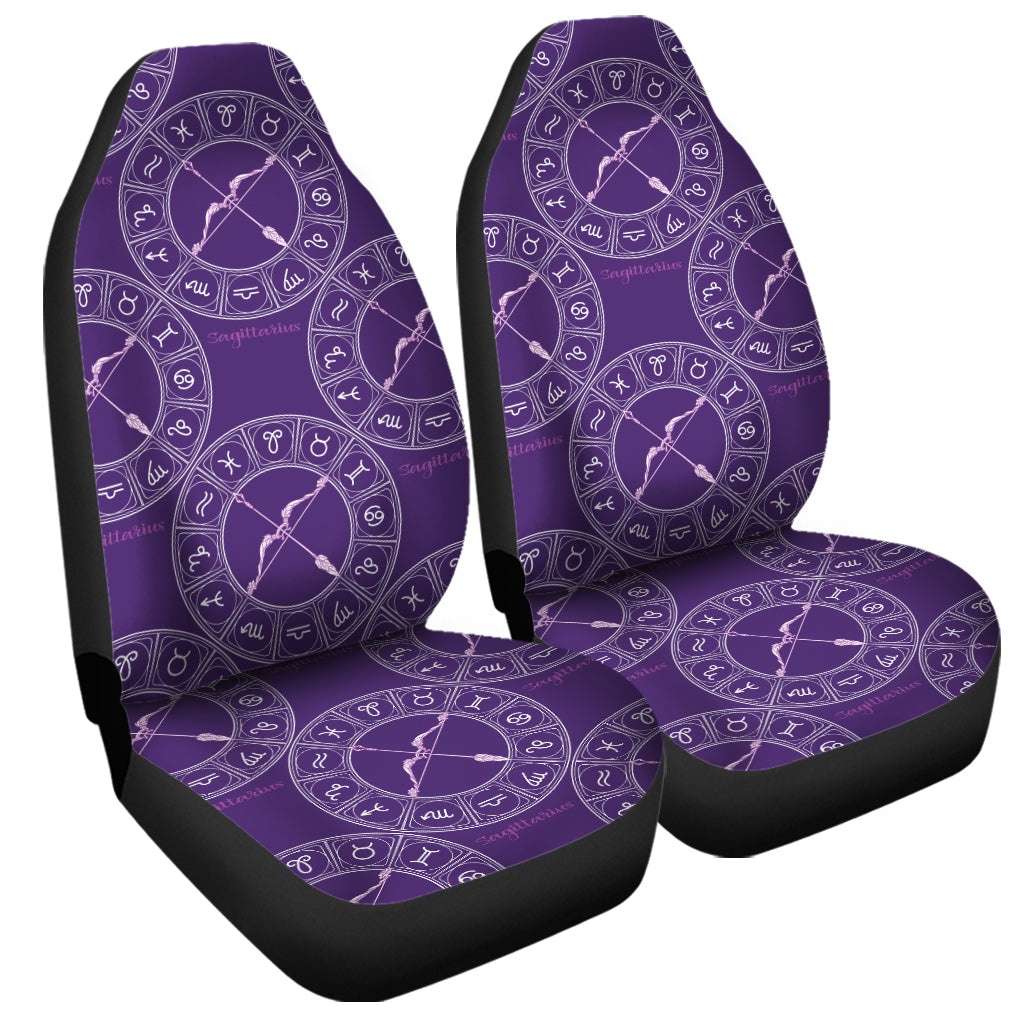 Purple Sagittarius Zodiac Pattern Print Universal Fit Car Seat Covers