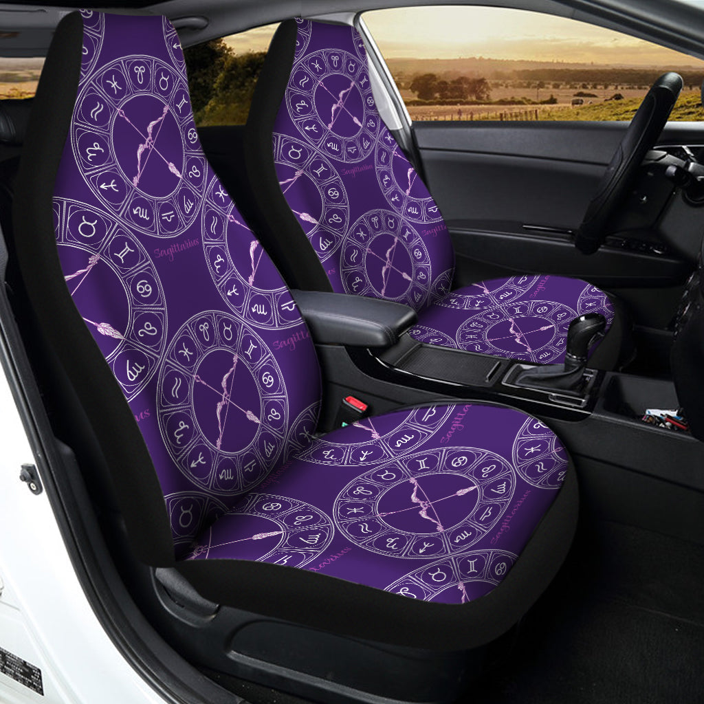 Purple Sagittarius Zodiac Pattern Print Universal Fit Car Seat Covers