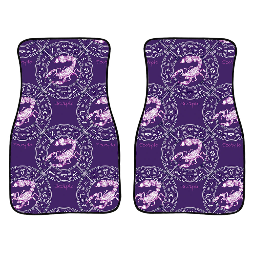Purple Scorpio Zodiac Pattern Print Front And Back Car Floor Mats/ Front Car Mat