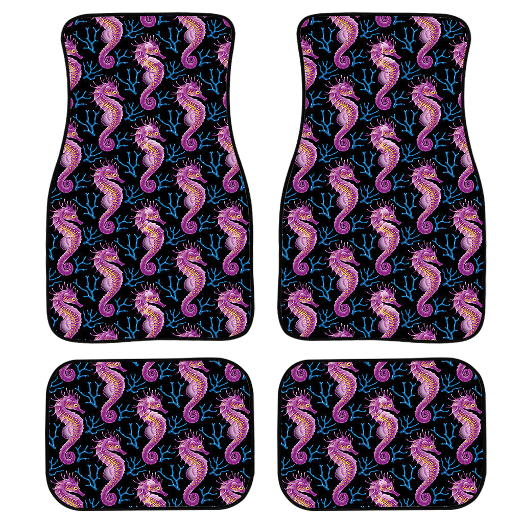 Purple Seahorse Pattern Print Front And Back Car Floor Mats/ Front Car Mat