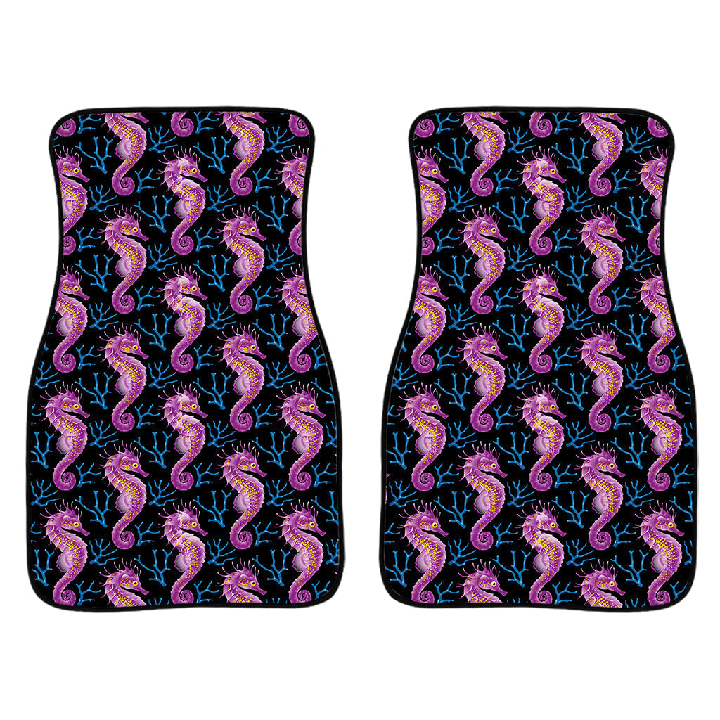 Purple Seahorse Pattern Print Front And Back Car Floor Mats/ Front Car Mat