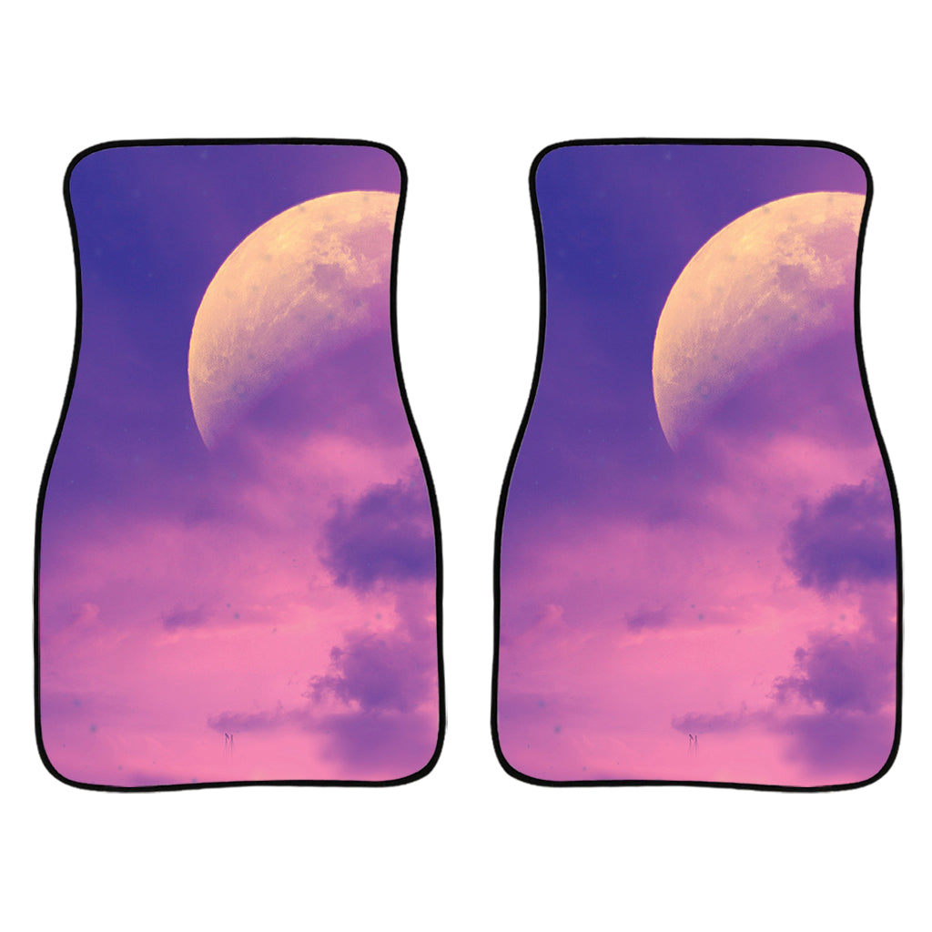 Purple Sky And Full Moon Print Front And Back Car Floor Mats/ Front Car Mat