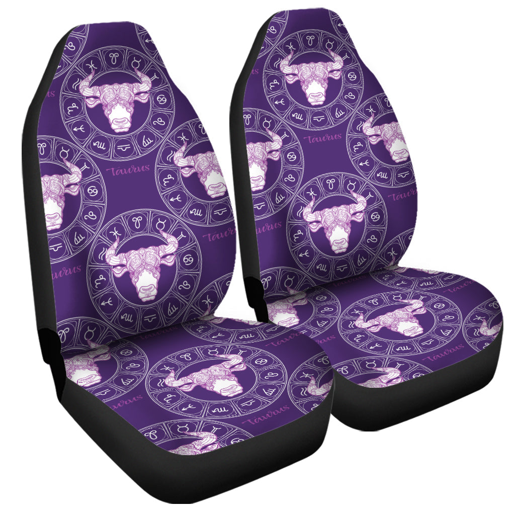 Purple Taurus Zodiac Pattern Print Universal Fit Car Seat Covers