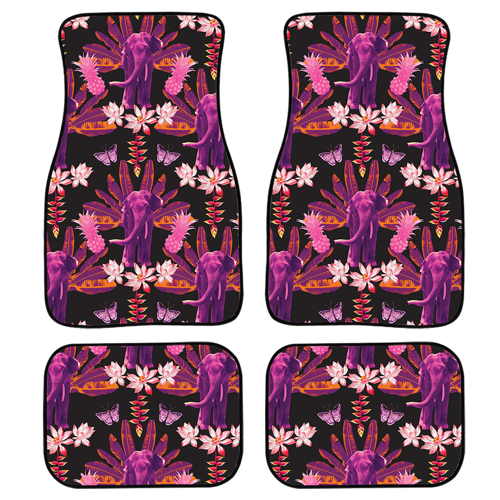 Purple Tropical Elephant Pattern Print Front And Back Car Floor Mats/ Front Car Mat