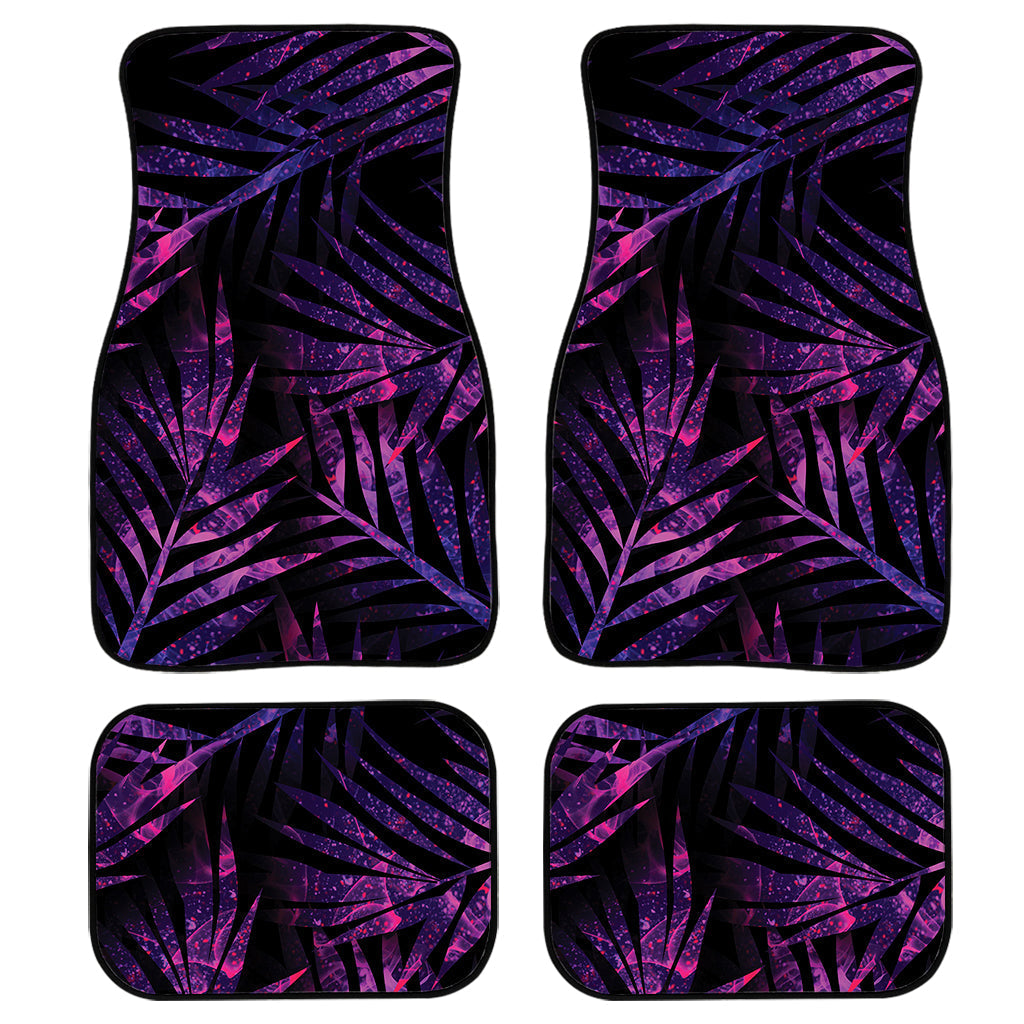 Purple Tropical Leaves Print Front And Back Car Floor Mats/ Front Car Mat