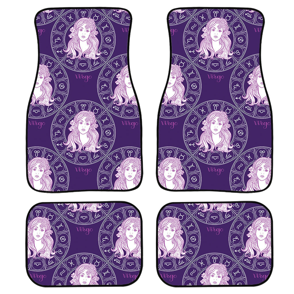 Purple Virgo Zodiac Pattern Print Front And Back Car Floor Mats/ Front Car Mat