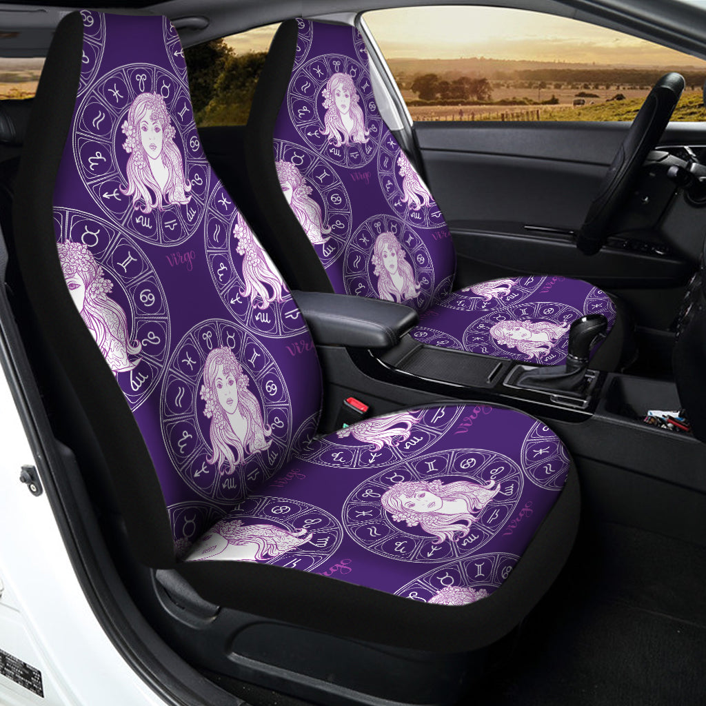 Purple Virgo Zodiac Pattern Print Universal Fit Car Seat Covers