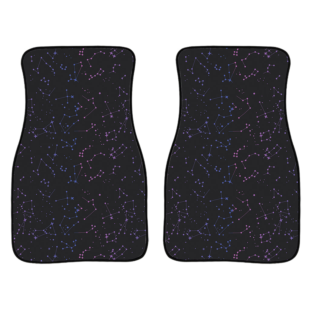 Purple Zodiac Stars Pattern Print Front And Back Car Floor Mats/ Front Car Mat