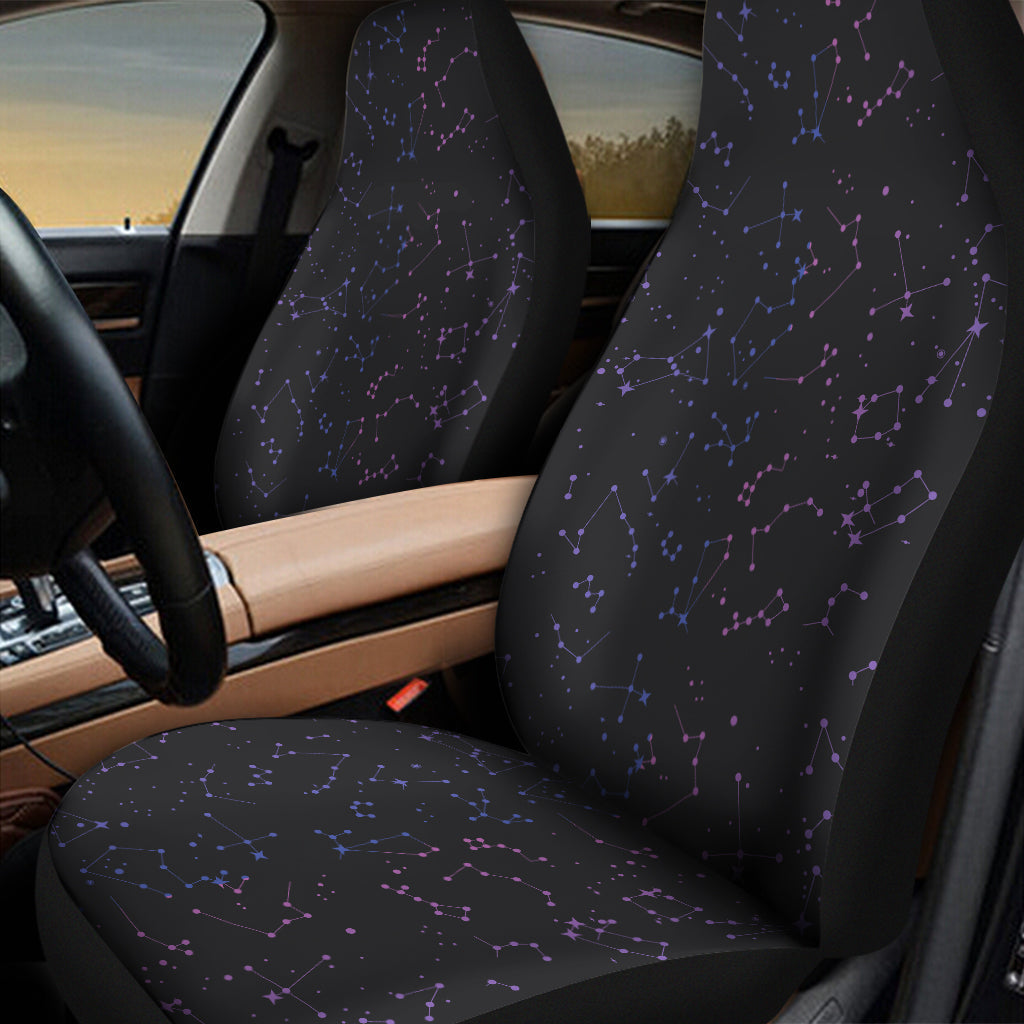 Purple Zodiac Stars Pattern Print Universal Fit Car Seat Covers
