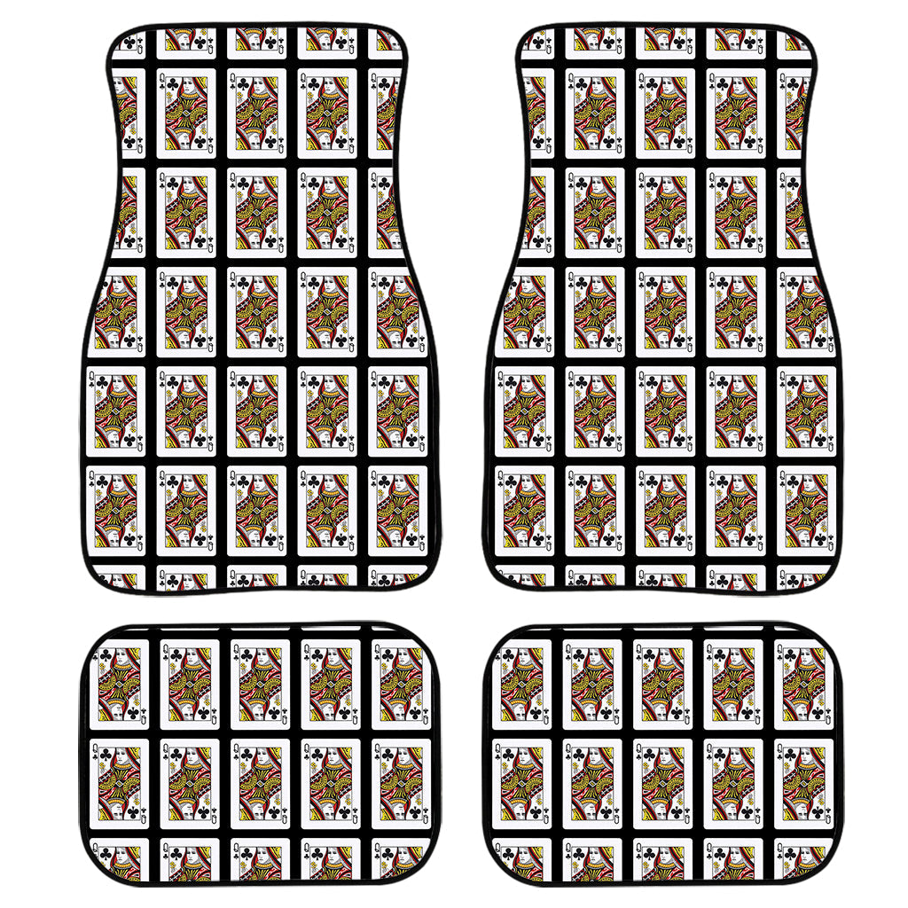 Queen Of Clubs Playing Card Pattern Print Front And Back Car Floor Mats/ Front Car Mat