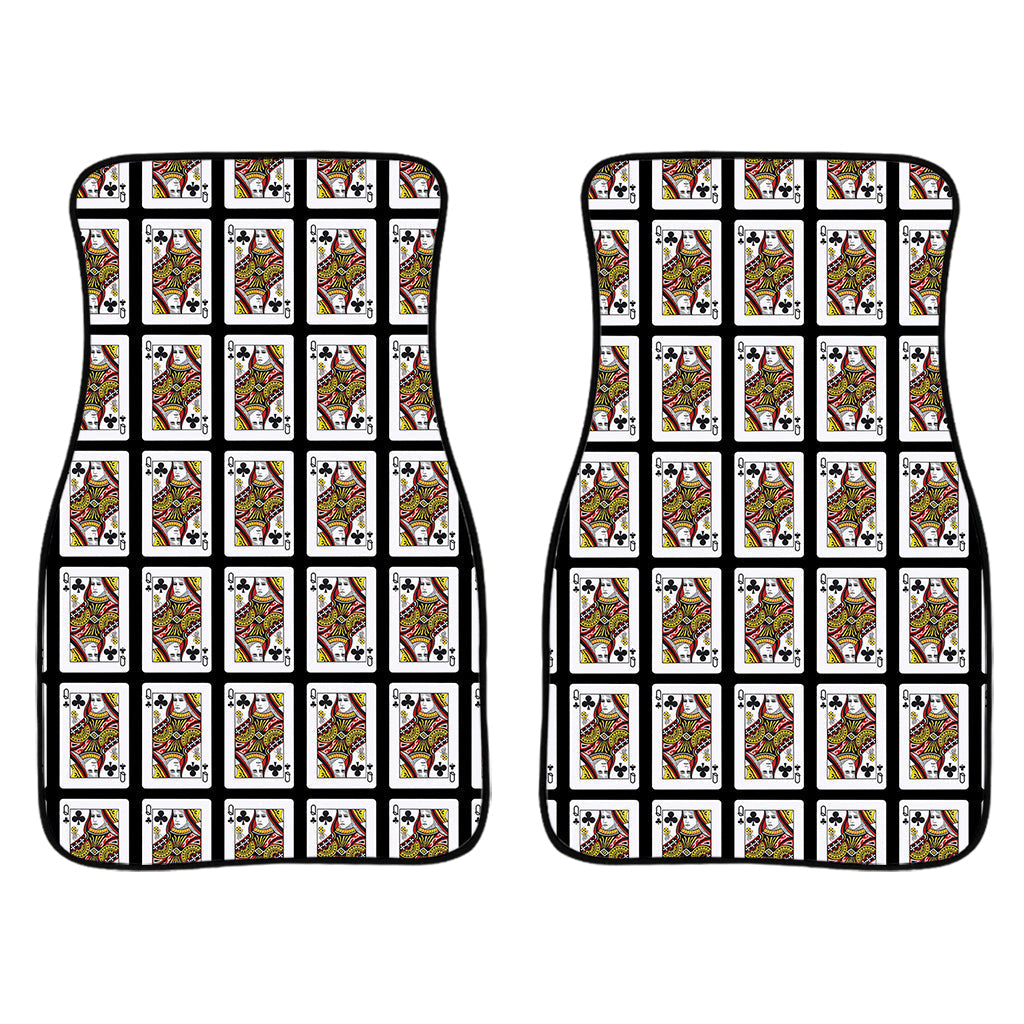 Queen Of Clubs Playing Card Pattern Print Front And Back Car Floor Mats/ Front Car Mat
