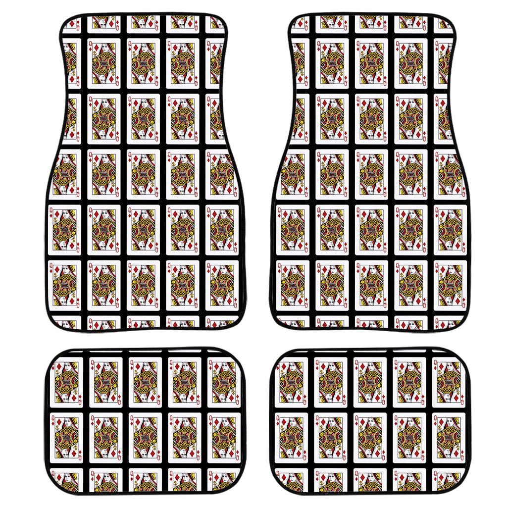 Queen Of Diamonds Playing Card Pattern Print Front And Back Car Floor Mats/ Front Car Mat