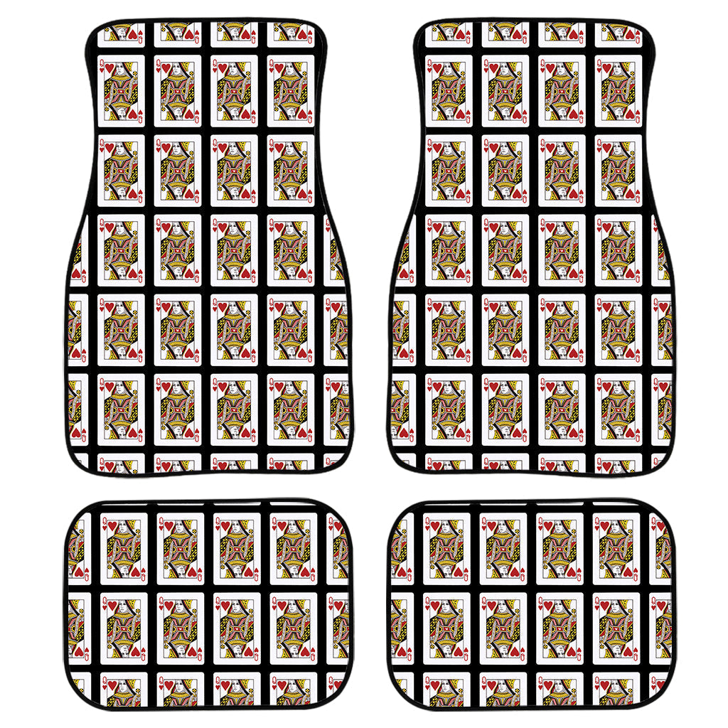 Queen Of Hearts Playing Card Pattern Print Front And Back Car Floor Mats/ Front Car Mat