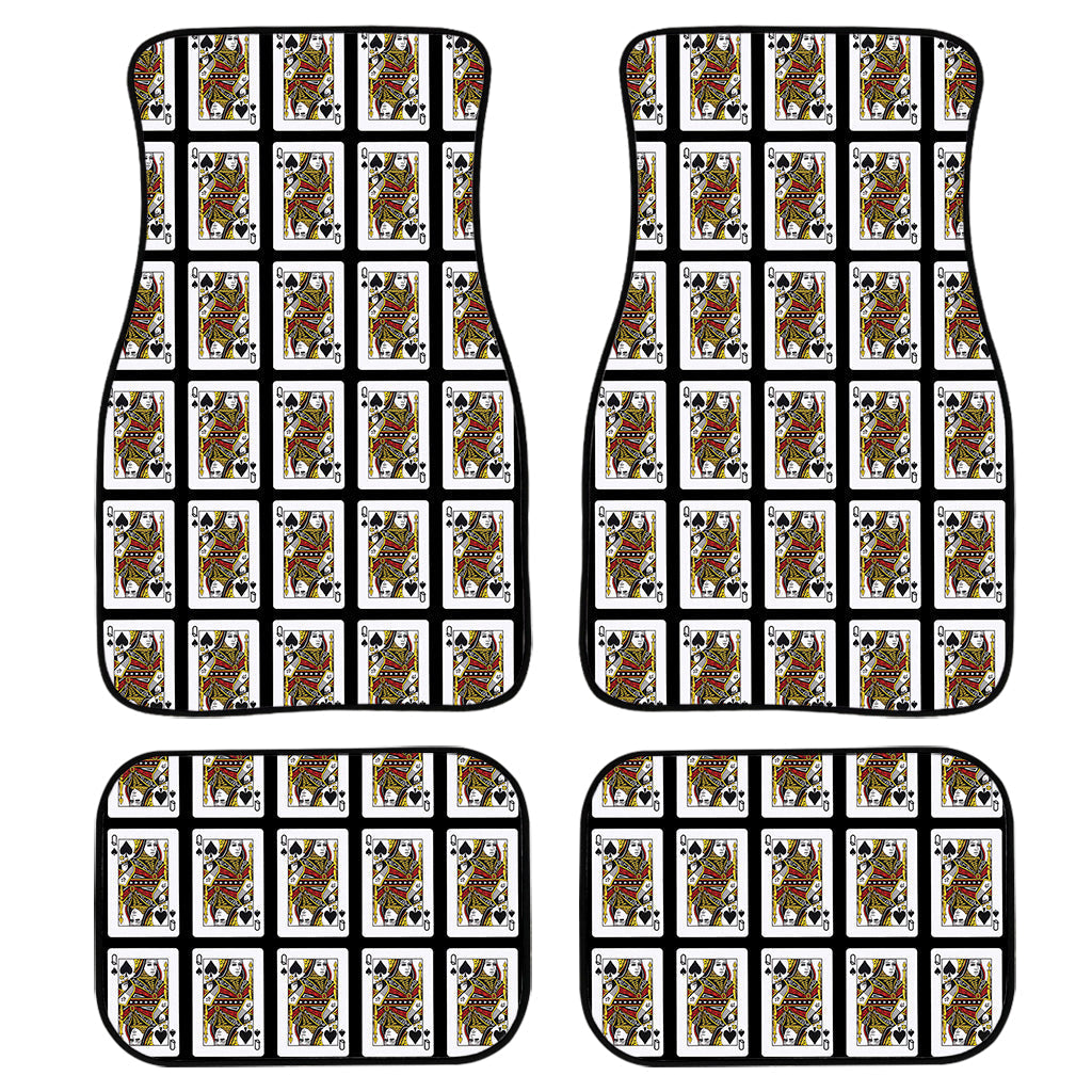 Queen Of Spades Playing Card Pattern Print Front And Back Car Floor Mats/ Front Car Mat