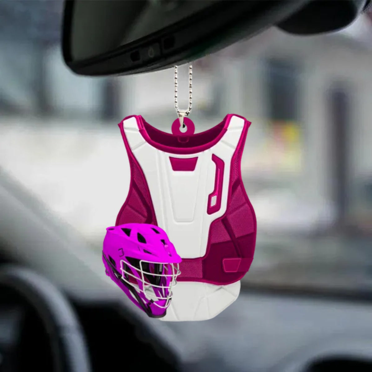 Personalized Lacrosse Uniform And Helmet Flat Acrylic Car Hanging Ornament/ Gift for Lacrosse Players