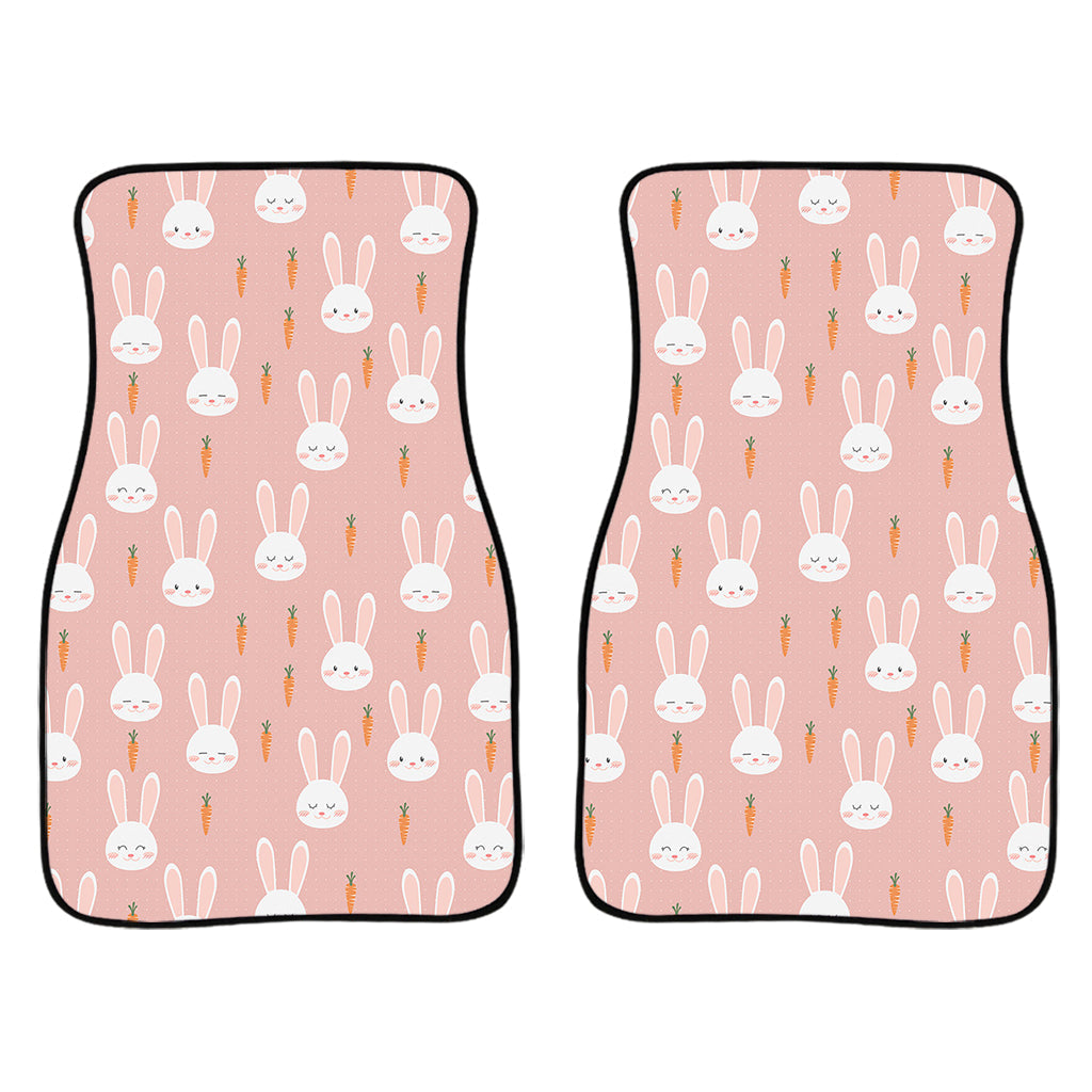 Rabbit And Carrot Pattern Print Front And Back Car Floor Mats/ Front Car Mat