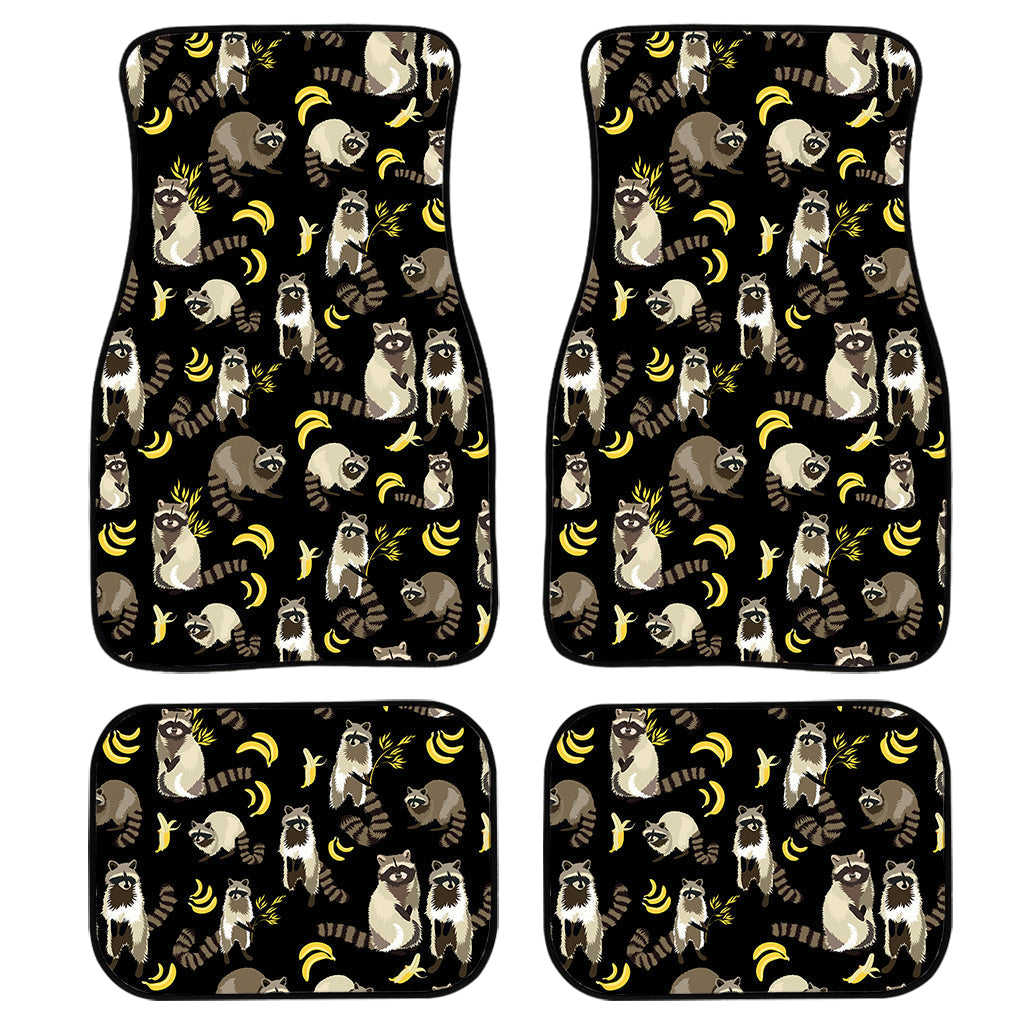 Raccoon And Banana Pattern Print Front And Back Car Floor Mats/ Front Car Mat
