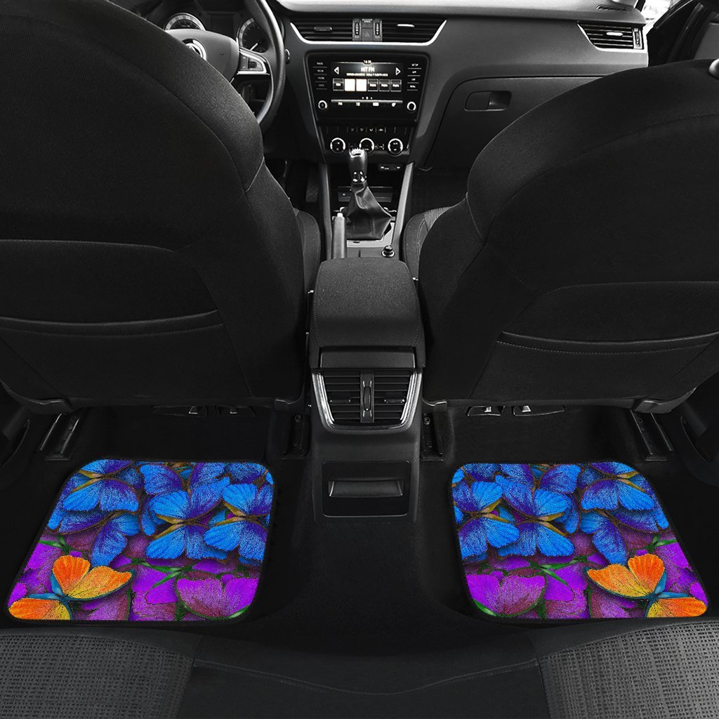 Rainbow Butterfly Pattern Print Front And Back Car Floor Mats/ Front Car Mat