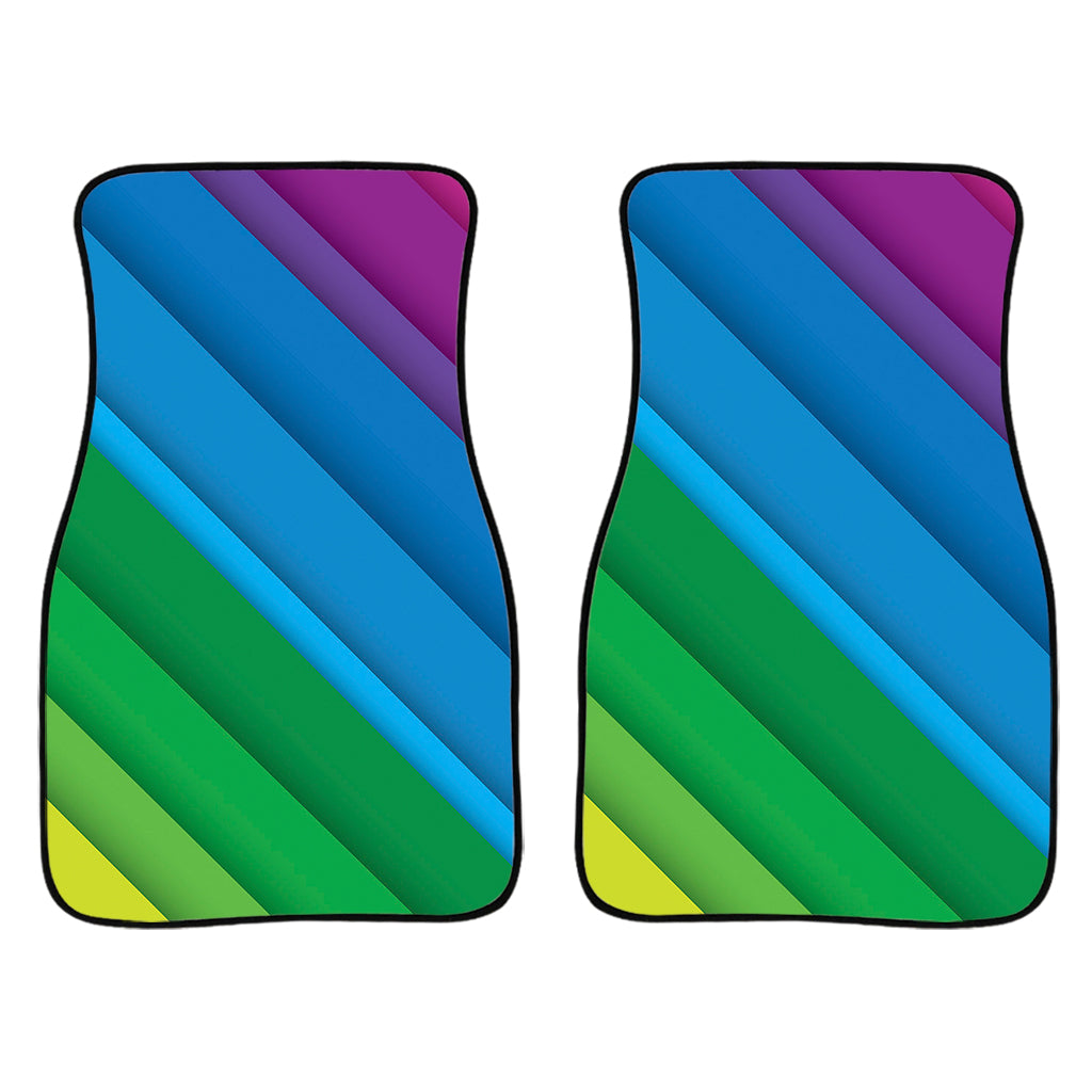 Rainbow Diagonal Lines Pattern Print Front And Back Car Floor Mats/ Front Car Mat