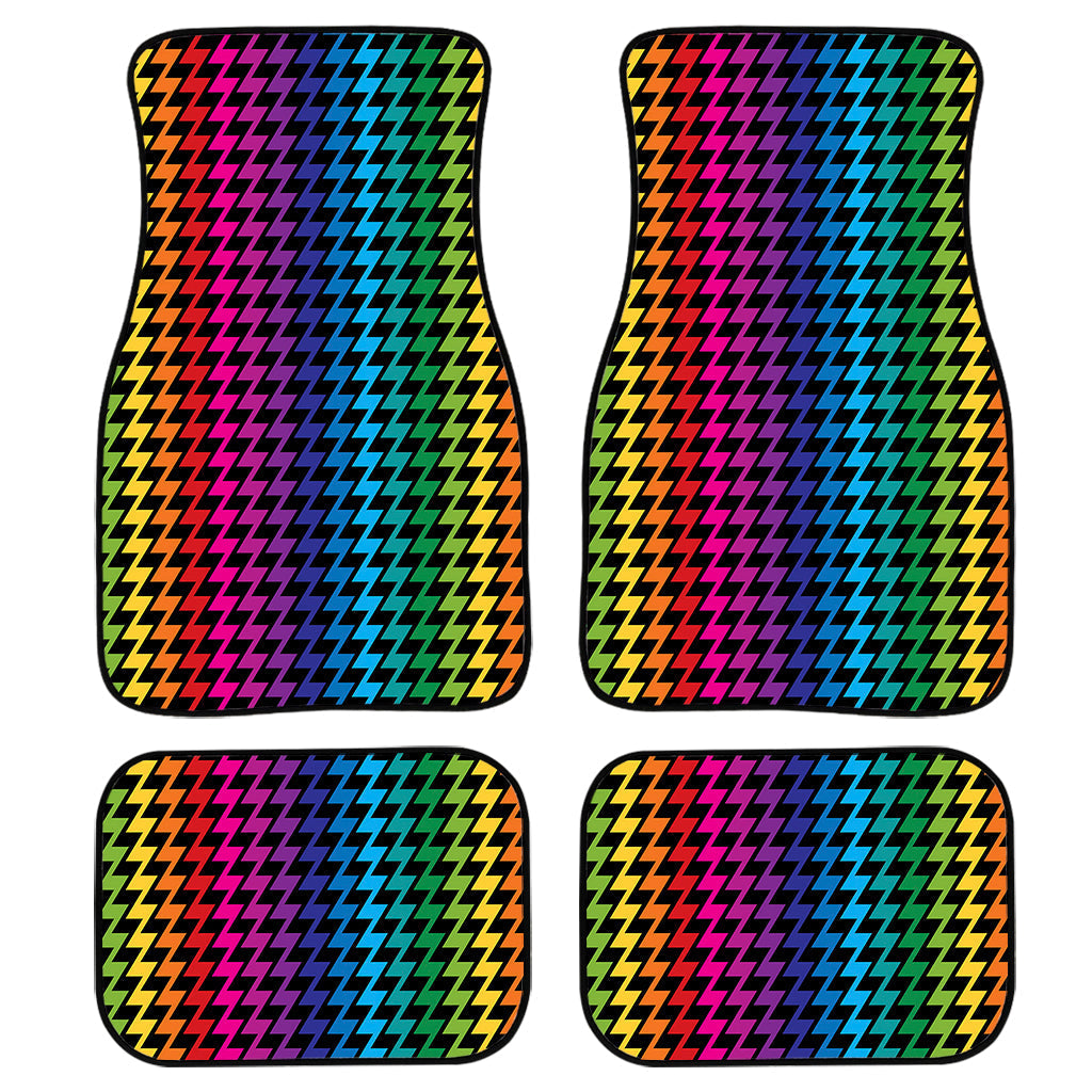 Rainbow Gay Pride Zigzag Pattern Print Front And Back Car Floor Mats/ Front Car Mat